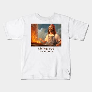 Living out his purpose funny christian mental health Kids T-Shirt